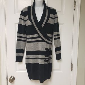 Say What?, Medium, sweater dress,Gray, Black